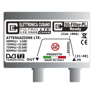 <p>Filtro 5G LTE da palo ad alta selettività, con -35dB a 755MHz (Primo CH ILIAD)</p>